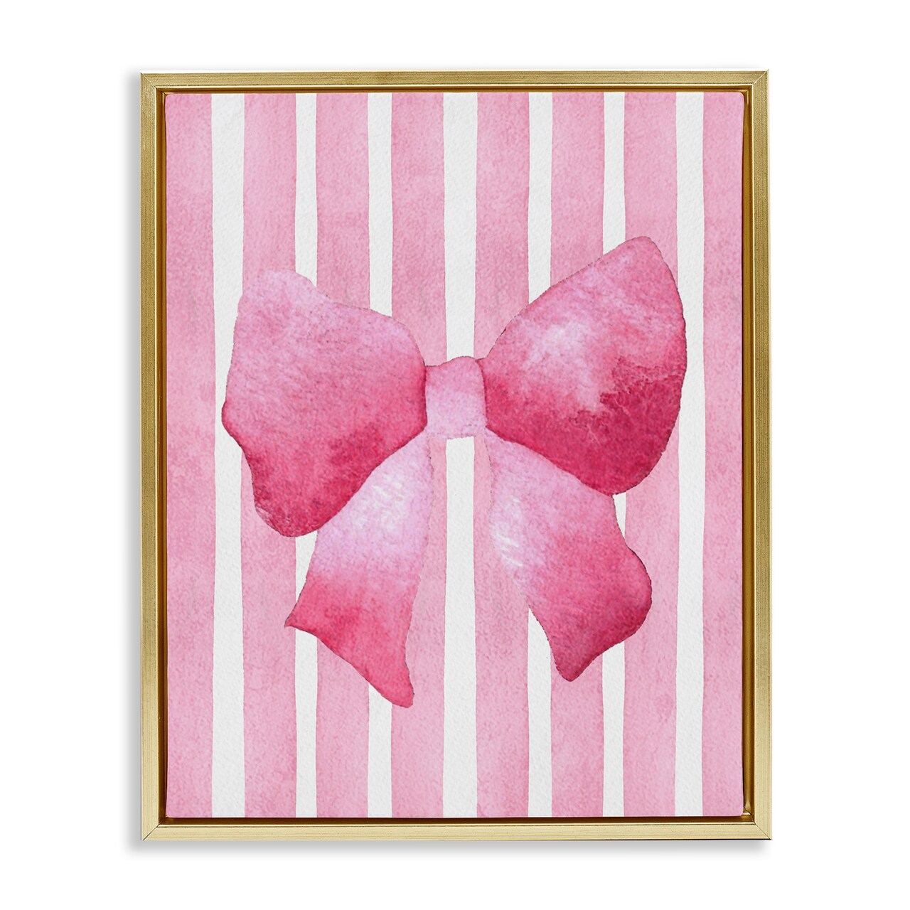 Stupell Industries Chic Bow on Pink Stripes Floating Frame, design by Camila Juncos